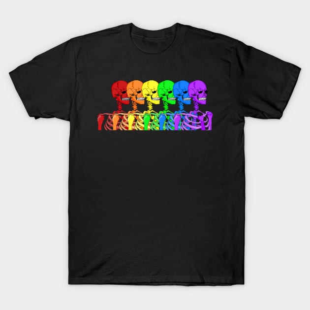 Gay Skeleton Rainbow T-Shirt by KangarooZach41